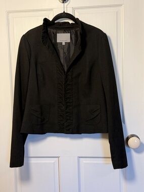 Nordstrom Brand Classiques Entier Black Ruffle-Trim Blazer